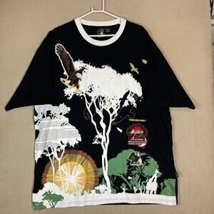 Akcess‎ T Shirt Mens 3XL Black Graphic Print Embroidered Crew Neck Short Sleeve